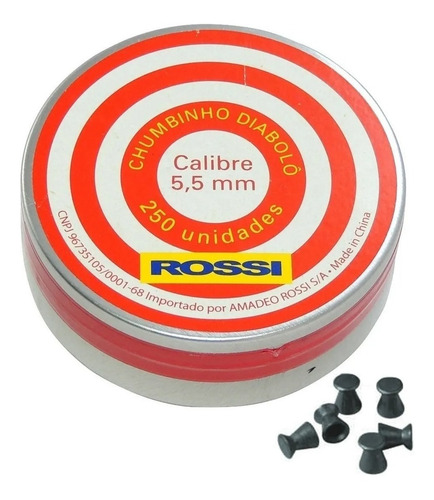 Imagem 1 de 3 de Chumbinho Diabolô Match - Rossi 5.5mm C/ 250 Unidade