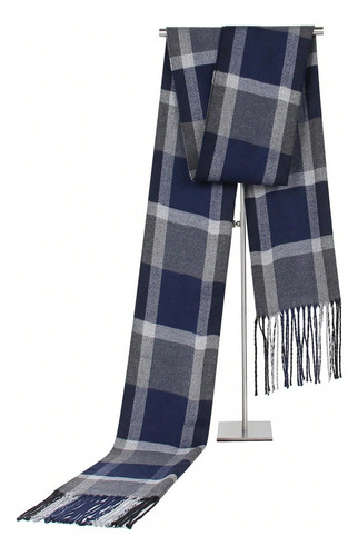 Bufanda Kastpe Windsor Rectangular Azul Con Flecos