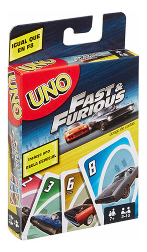 Juego De Cartas Uno, Rápido Y Furioso, Mattel