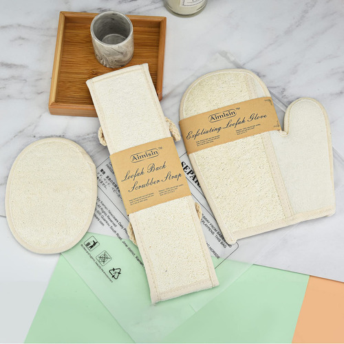 Aimisin Juego De Baño De Loofah, Guante De Lufa, Exfoliante