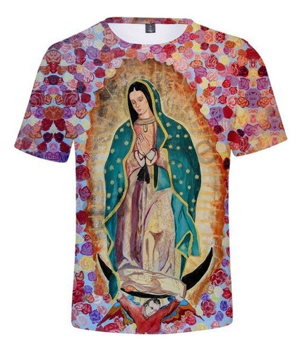 Guadalupe Virgen María Católica Hombres Camisetas De Impresi
