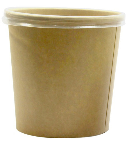 50 Vasos Kraft Térmicos C/tapa Biodegradable  355 Ml (12 Oz)