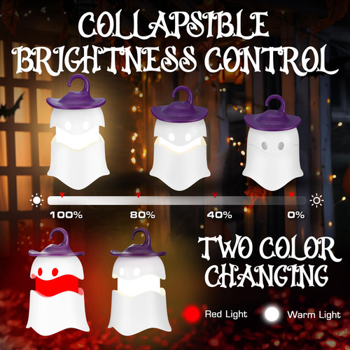 Luces Fantasma Colgantes De Halloween 6pz Linterna Plegable