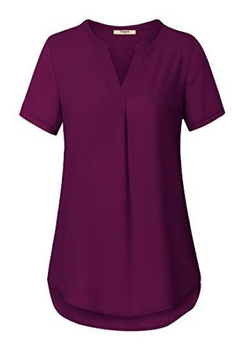 Timeson Blusa Para Mujer Con Cuello En V Mangas Cortas Dobla