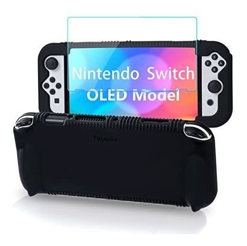 Funda De Silicona+protector Con Nintendo Switch Oled Black