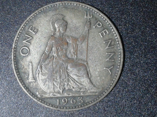 Moneda 1 Peñique Reino Unido 1963 Original