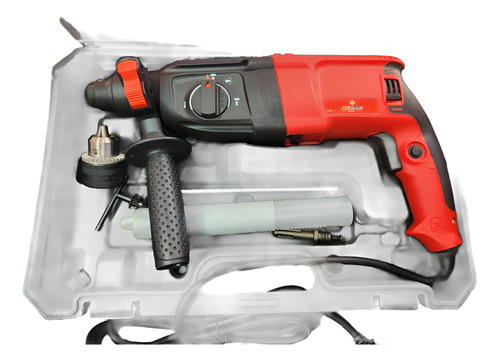 Martillo Roto Demoledor Industrial Sds Con Accesorios Rojo
