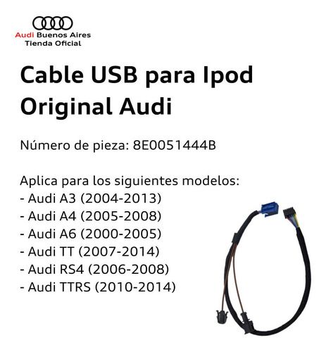 Imagen 2 de 7 de Cable Usb Para iPod Audi A3 2010
