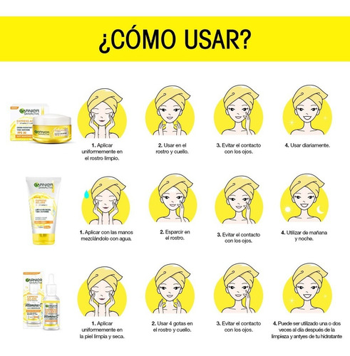 Imagen 4 de 5 de Kit Garnier Express Aclara: Serum, Crema, Gel Con Vitamina C