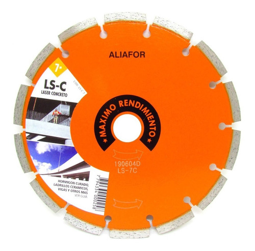 Disco Diamantado Laser Concreto 180 Mm 7 PuLG Aliafor Ls-7c