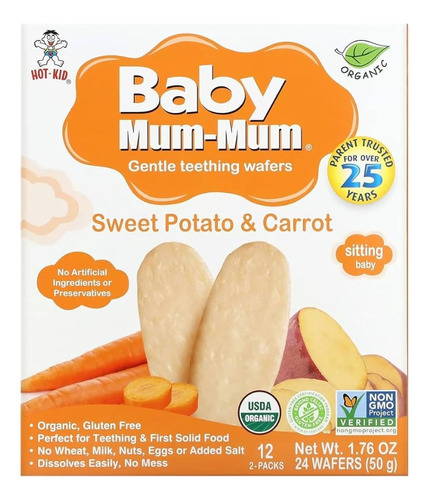 Baby Mum- Mum, Galletas De Arroz Sabor Camote Zanahoria 50gr