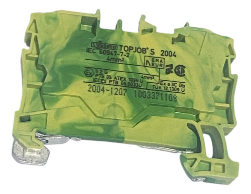 5 Clemas Tierra 2 Contactos Wago 2004-1207 4mm Verde/amarillo (Usado)