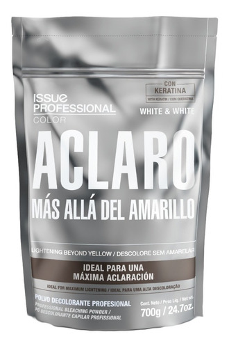 Polvo Decolorante Issue Aclaro White & White Keratina X700gr