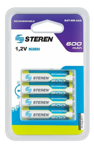Imagen 1 de 3 de Paquete De 4 Pilas Baterias Recargables Aaa Nimh 600mah