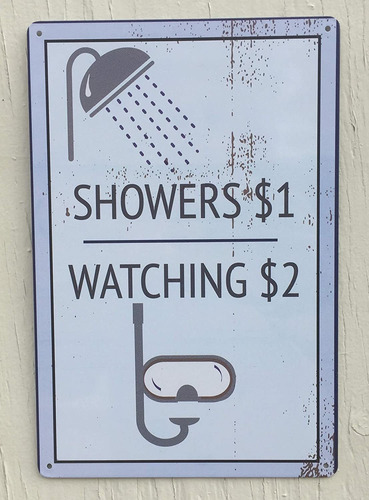 Pool Showers 1 Watching 2 Funny Pool Sign 12 X 8 Tin Out