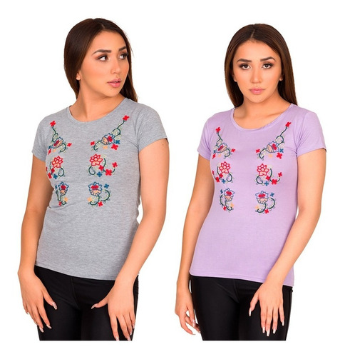 Set De 2 Blusas Playera Cuello Redondo Talla Ch M-821-2