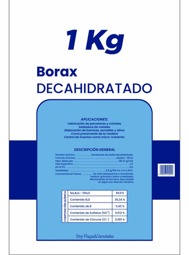 Imagen 2 de 3 de Bórax (3kg) En Polvo Múltiples Usos