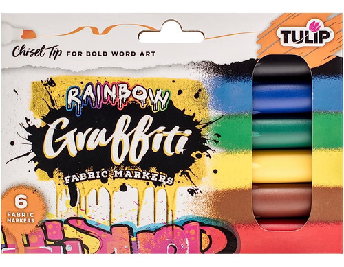 Tulip Graffiti Marcadores De Tela Chisel Tip 6pk, Arco Iris,