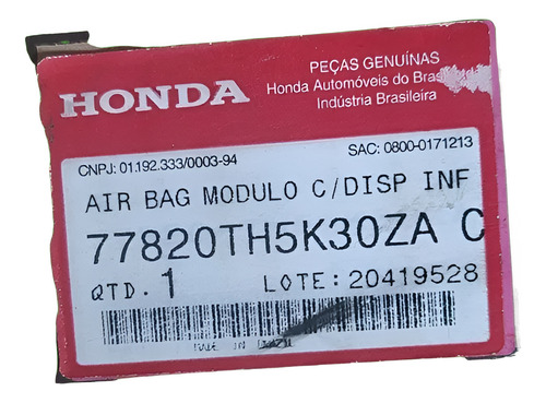 Air Bag Modulo C/ Display Fit 2009 A 2012
