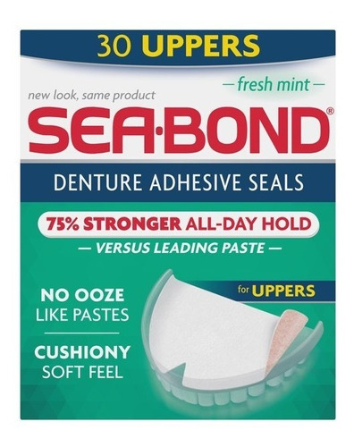 Almohadilla Adhesiva Dentadura Superior Sea Bond  Mint 30 Pz