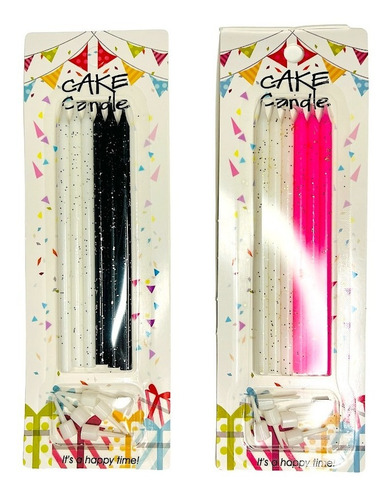 Velas De Cumpleaños Mágicas Slim Gliter Mayoreo 24 Pzas