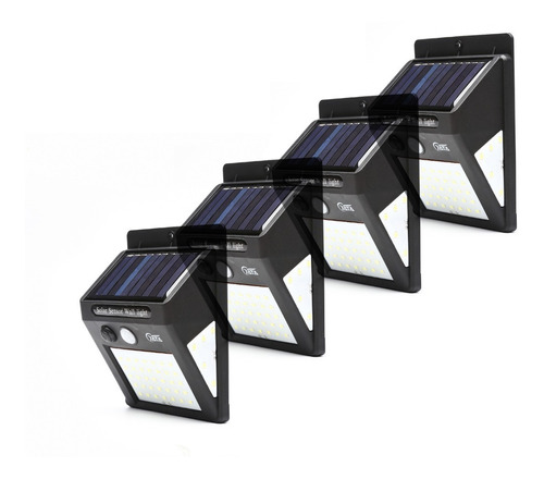 4x Luminária Solar Parede 50led Sensor Presença 2 Funções10w