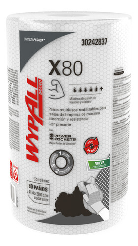 Pano De Limpeza Wypall X80 Regular C/ 1 Rolo Com 80 Panos