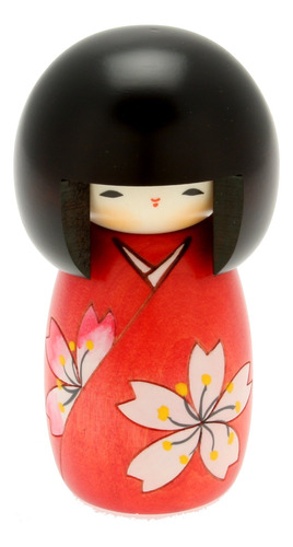 Muñeca Kokeshi Japonesa Usaburo, Kimono Rojo De Asuka