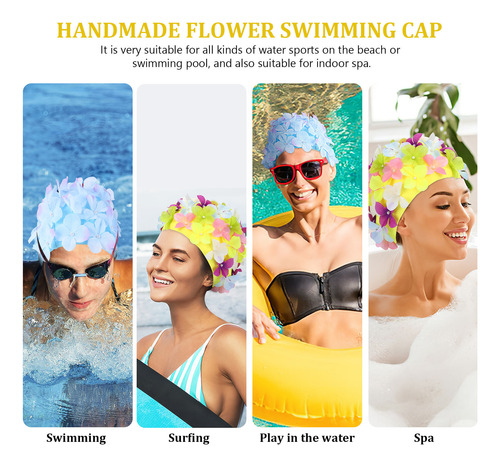 2 Gorros De Natación Para Mujer, Gorros De Natación Elástico