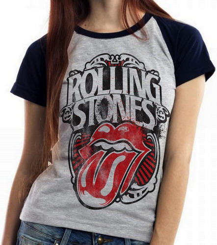 Blusa Baby Look Rolling Stones Retro Boca Lingua Banda Rock