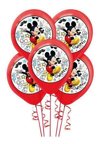 Globos Latex 12in Mickey Mouse Decorado Impreso Helio 5pz Am