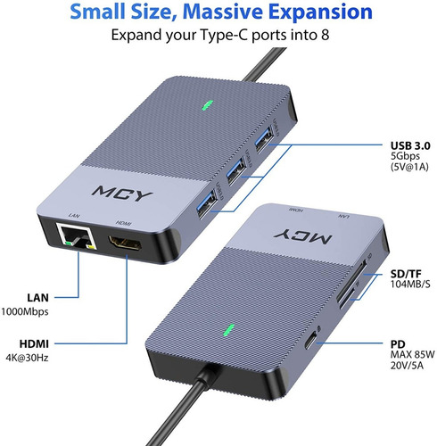 Hub Usb-c - 3 Port Usb 3.0 + Hdmi + Red + Pd + Sd - Pc/mac