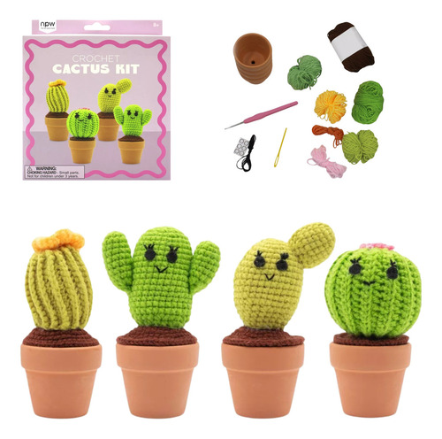 Kit Crochet 4 Cactus Con Materiales Para Para Principiantes