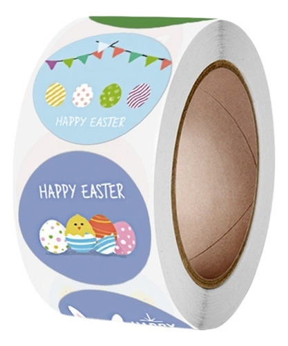 Rollo De Pegatinas Happy Easter Con Forma De Animal Decorati