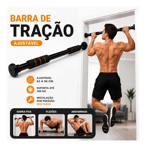 Barra De Porta Fixa Ajustável Crossfit Academia Em Casa Musculaçã...