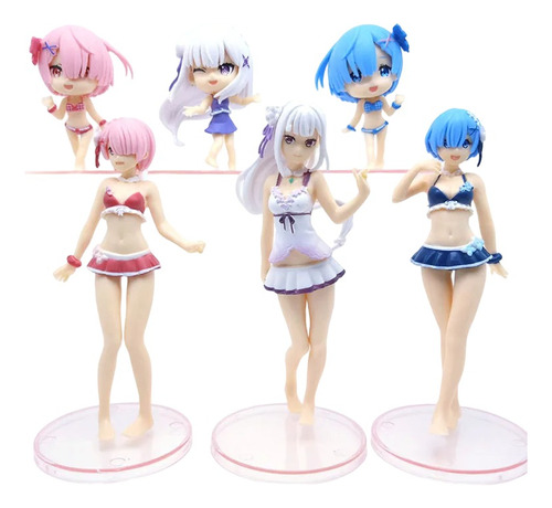 Set  Figura Re Zero Set 6 Unidades Anime Rem