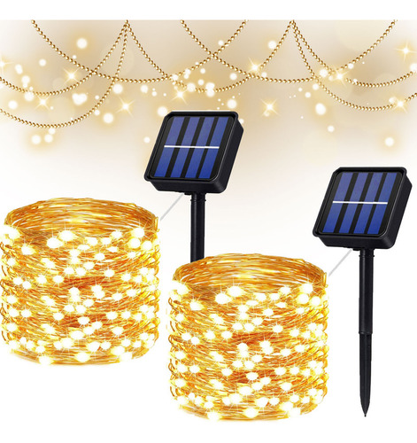 2pcs 30m Solar Luminaria De Jardim Led À Prova De Água Decor