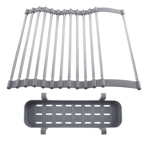 Rejilla Extensible Para Secar Platos Enrollable, De Acero In