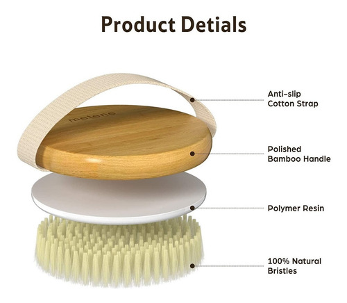 Imagen 3 de 8 de Cepillo Ducha Bambú Cerdas Suaves Firmes Exfoliación Pack 2