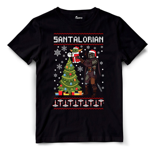 Playera Ugly Sweater Star Wars Santalorian Grogu Mandalorian