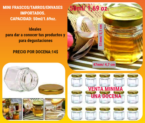 Frasco/envase/tarro Importado D  50ml/gr Con Tapa Metalica 