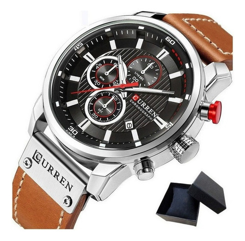 Reloj Hombre Correa Cuero Cronógrafo