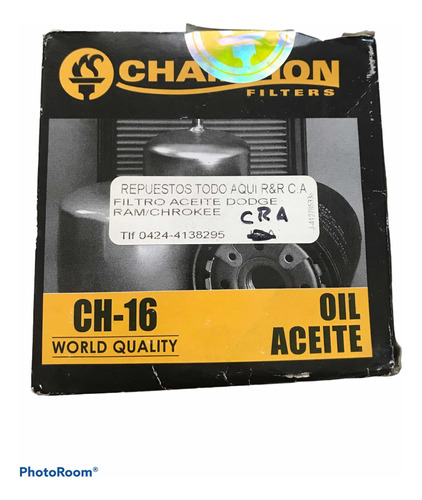 Filtro De Aceite Dodge Ram Cherokee Champion