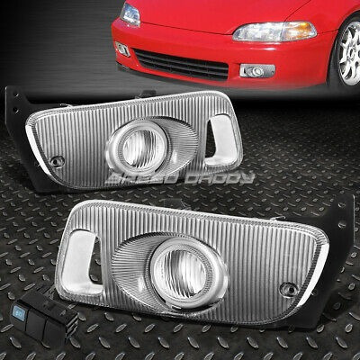 For 92-95 Honda Civic 2dr/3dr Clear Lens Bumper Fog Light 