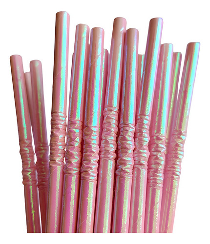 25 Popotes Colores Tornasol De Papel Biodegradables Fiesta