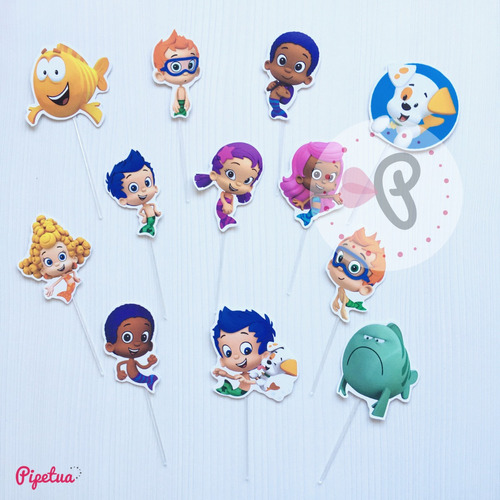 Pinchos Para Cupcakes X12 Bubble Guppies  Toppers 