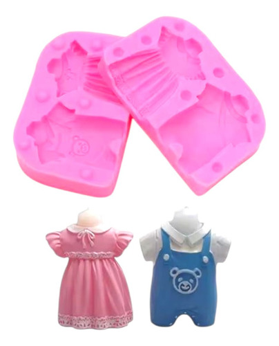 Pack 2 Moldes Silicón Ropa Bebé, Niña, Niño/ Choco, Jabón Rosa