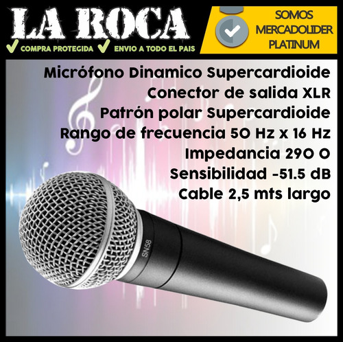 Imagen 4 de 10 de Combo Microfono Parquer Sn58b + Pie Microfono Funda Cable