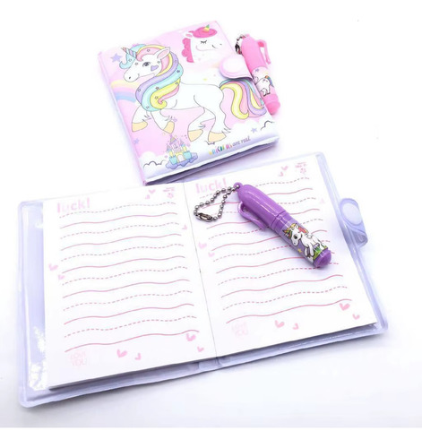 Kit Mini Caderno Bloco De Notas Com Mini Caneta-unicórnio