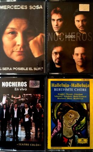 Cassettes (4) Mercedes Sosa, Nocheros, Halleluja Halleluja